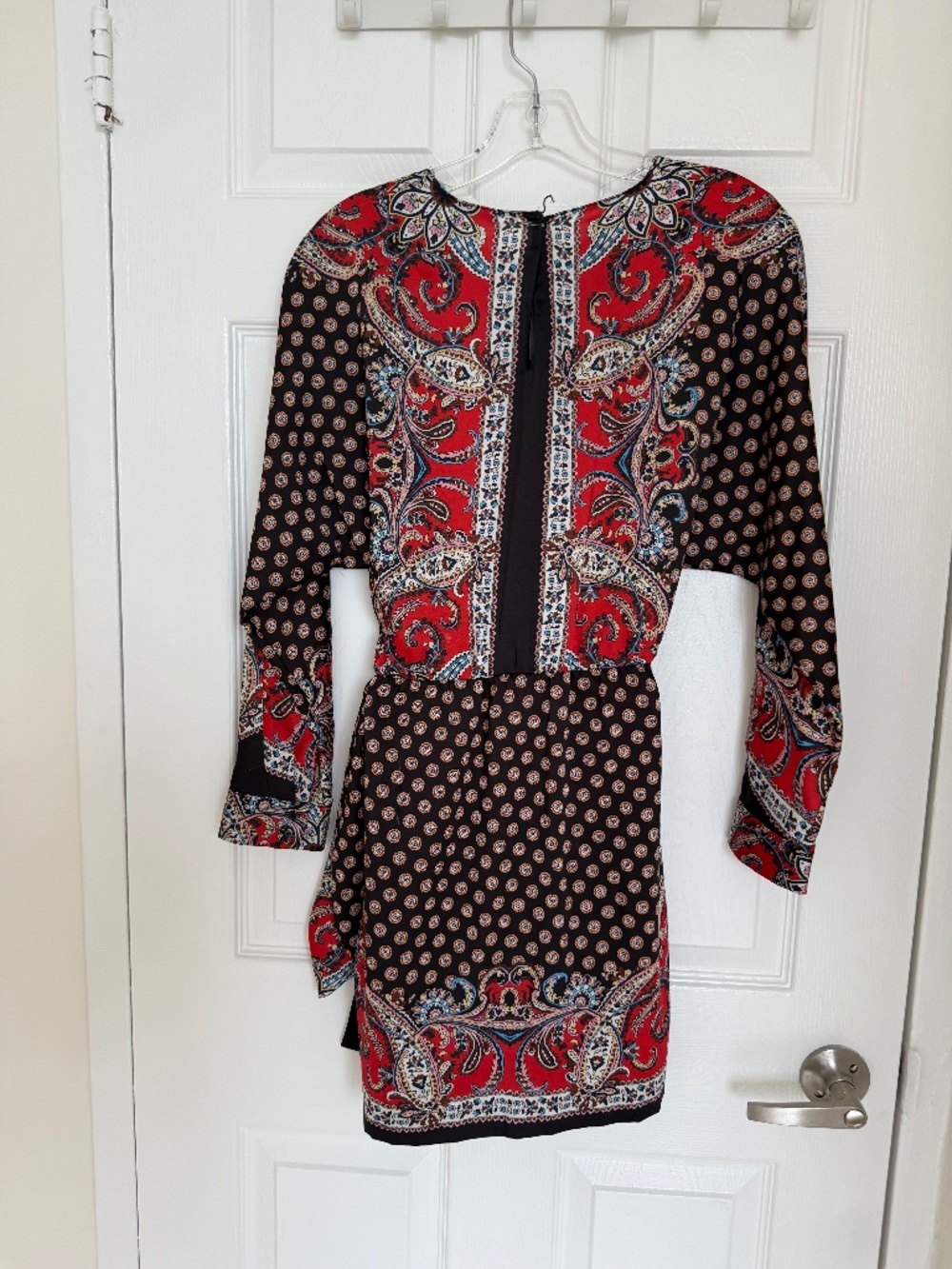 Zara Paisley Wrap Dress Small Boho Mini Dress Long Sleeve Zimmermann Inspired - Picture 5 of 11